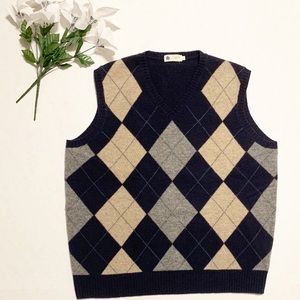 J.Crew Blue&Grey Checkered Sweater Vest XL